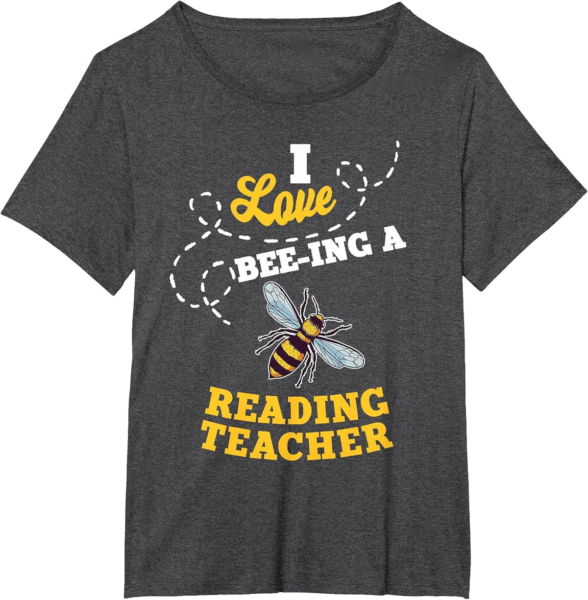 I Love Bee-Ing A Reading Teacher Honey Bee Job Profession T-Shirt - Dark Heather Grey