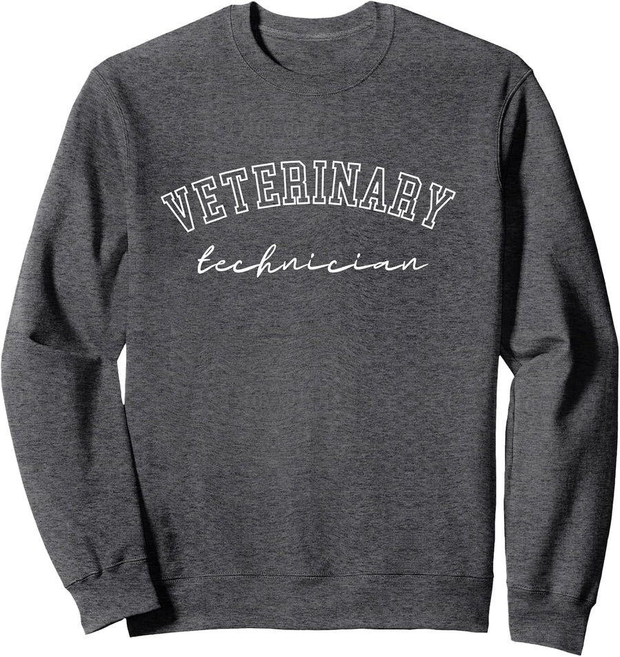 Veterinarian Tech Veterinary Assistant Technician Sweatshirt - Adult Unisex Dark Heather Grey