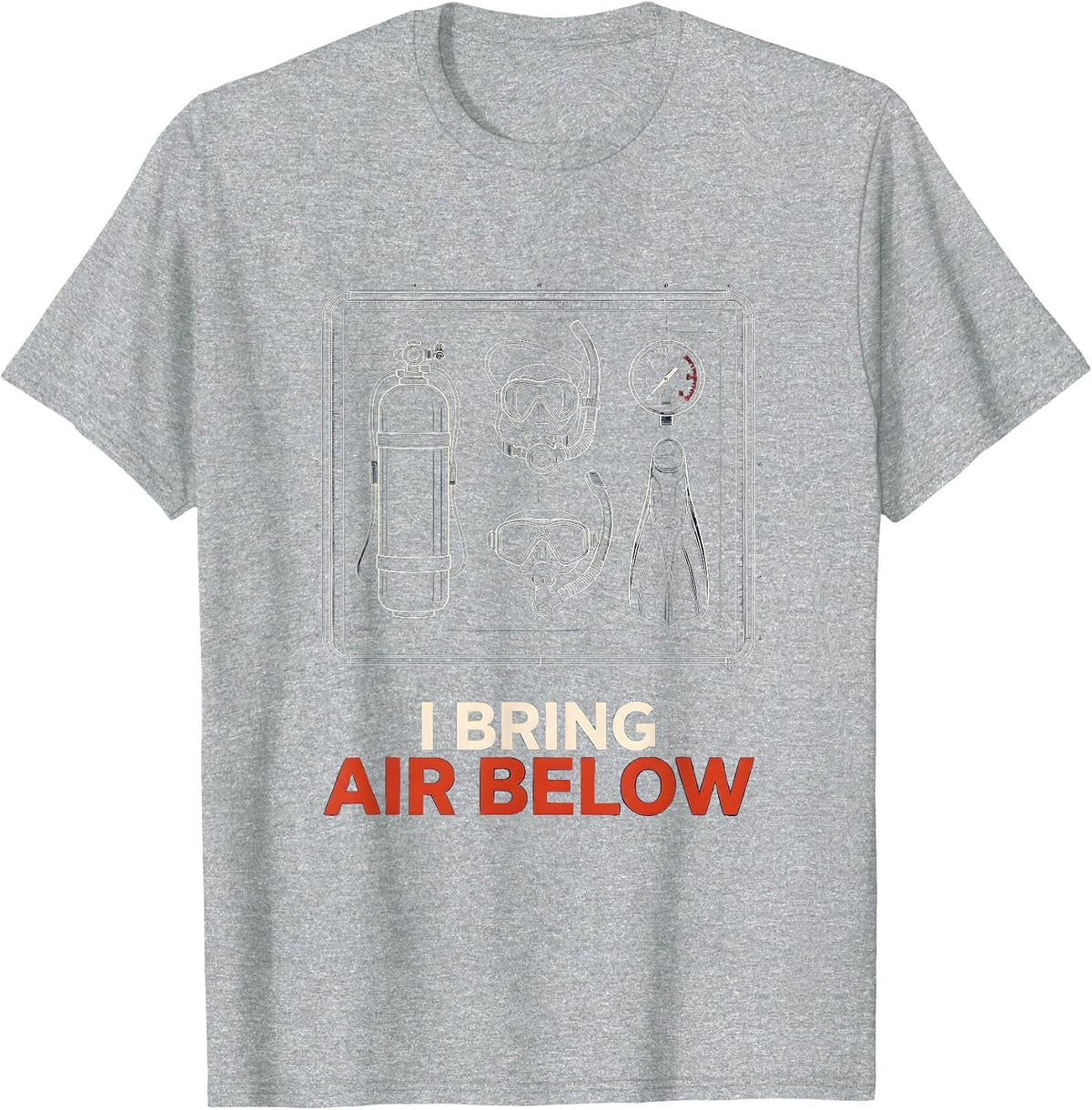 Men's I Bring Air Below Funny Scuba Diver Humor Gift T-Shirt - Heather Grey