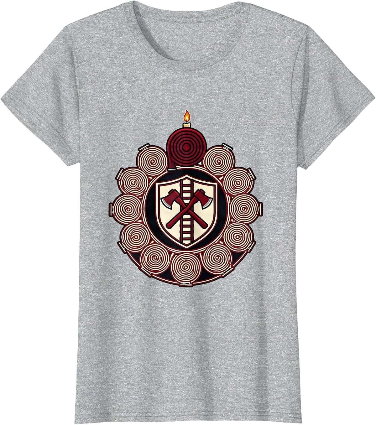 Fire Truck Birthday Boy Firefighter Family Party Crest T-Shirt - Heather Grey