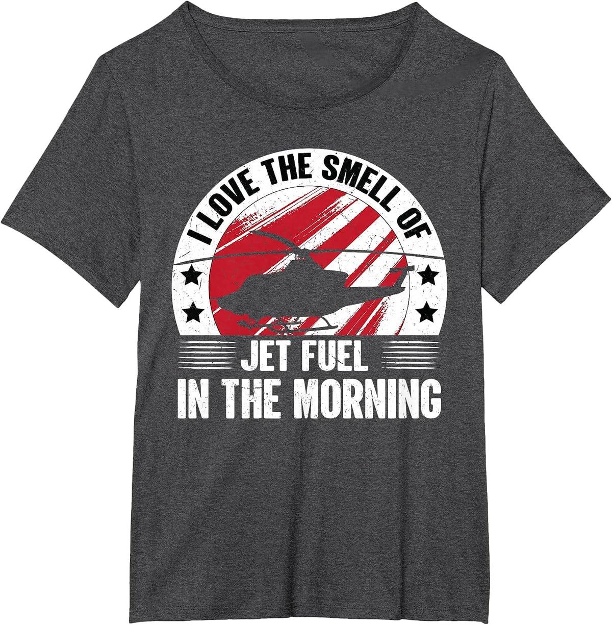Helicopter | Love Smell Jet Fuel in The Morning - Pilot T-Shirt - Dark Heather Grey