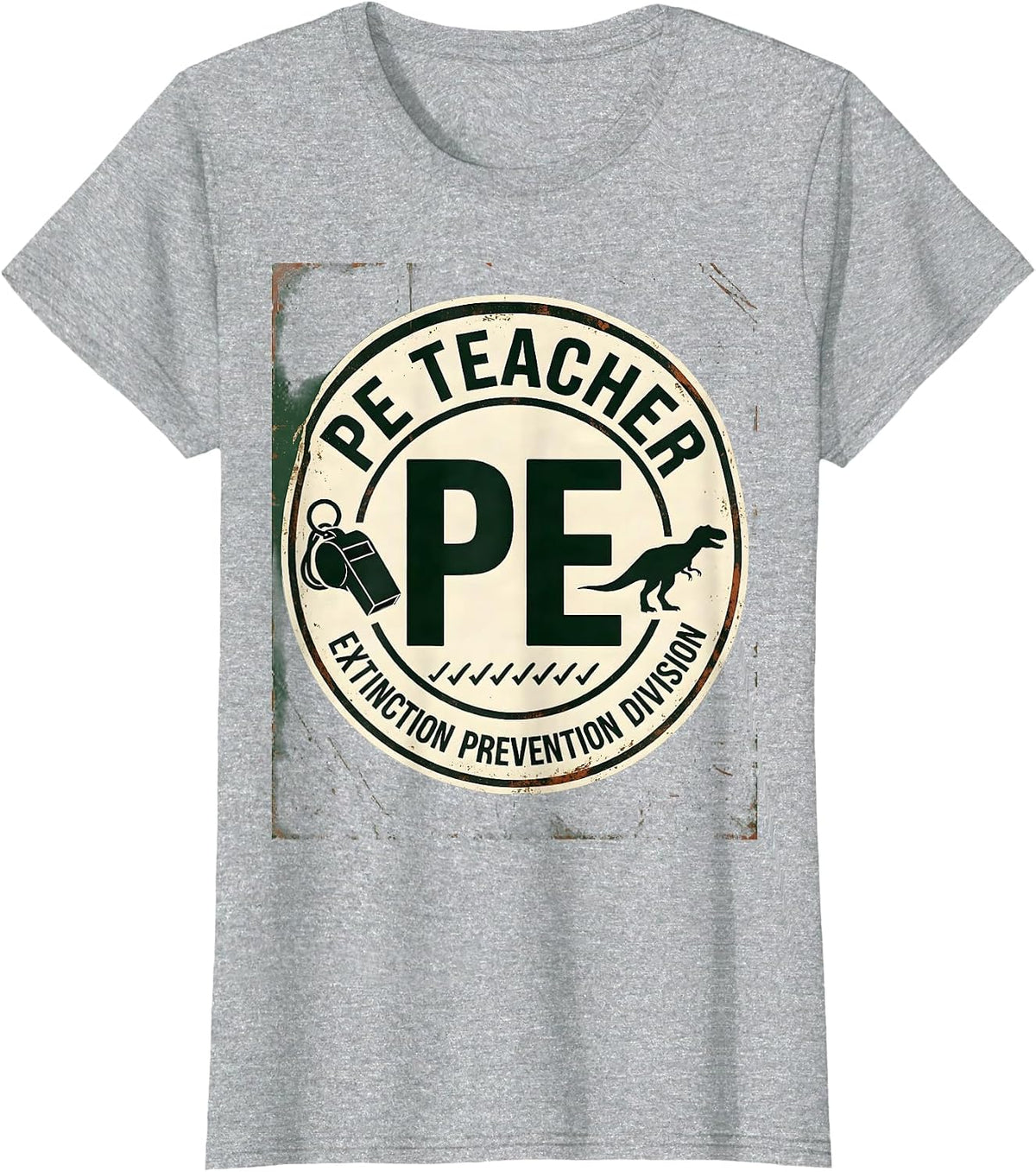Women's PE Teacher, Extinction Prevention Division Funny Teacher T-Shirt - Heather Grey