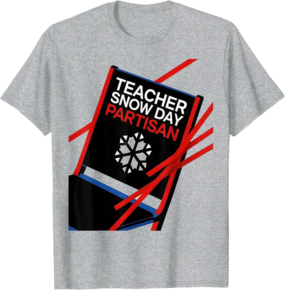 Men's Teacher Snow Day Partisan Funny Christmas Teacher Gift T-Shirt - Heather Grey