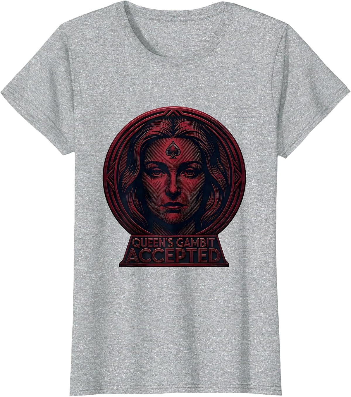 Queen's Gambit Accepted Retro Chess Queen Empowerment T-Shirt - Heather Grey