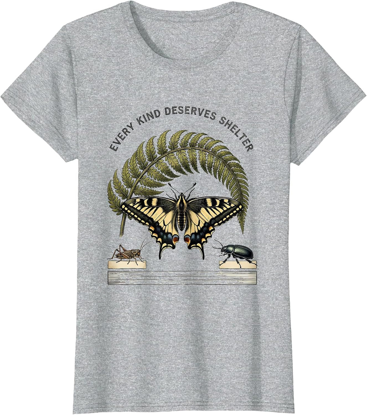 Every Kind Deserves Shelter Entomology Bug Collector Nature T-Shirt - Heather Grey