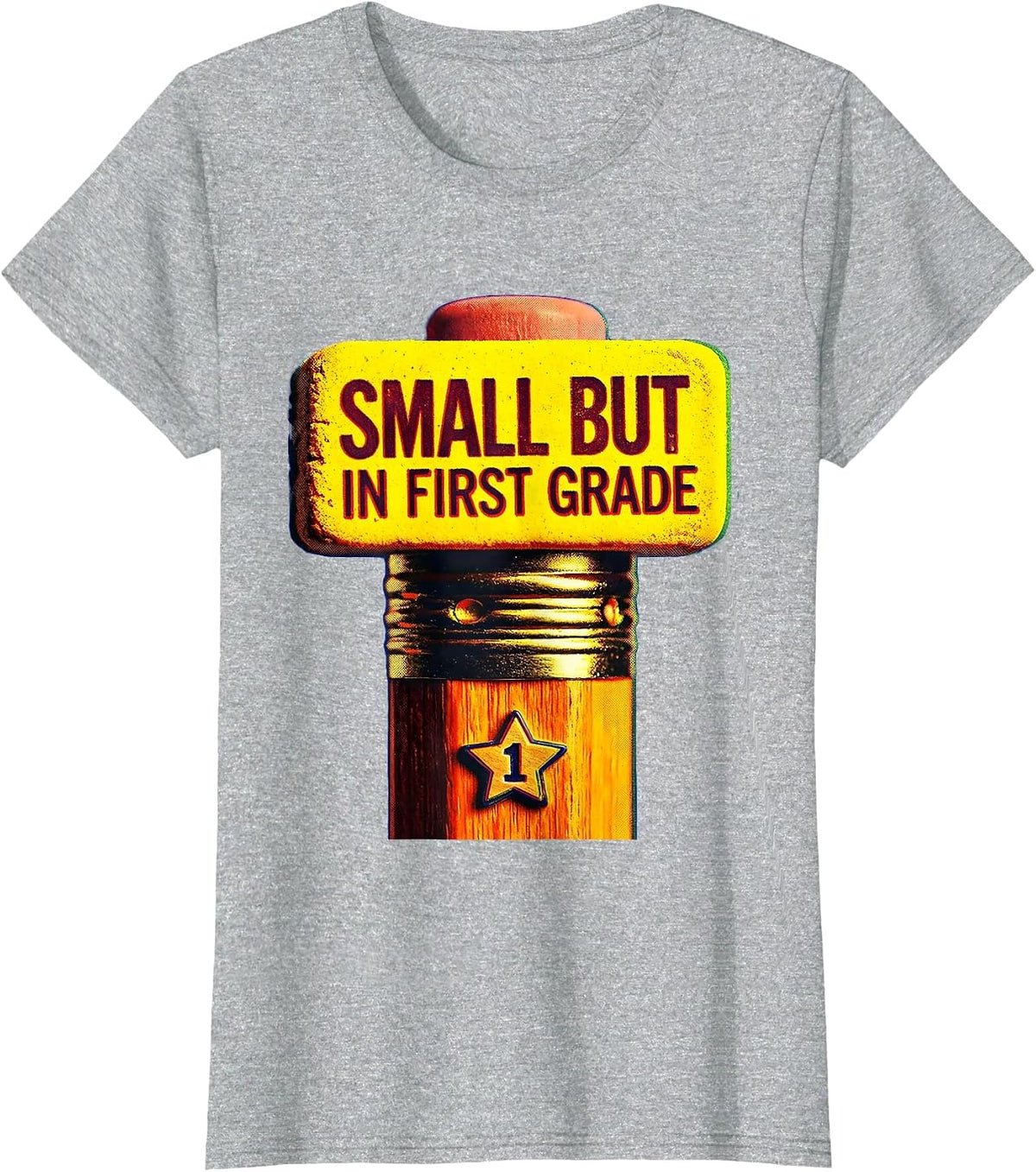 Small But In First Grade Kids School Design T-Shirt - Heather Grey