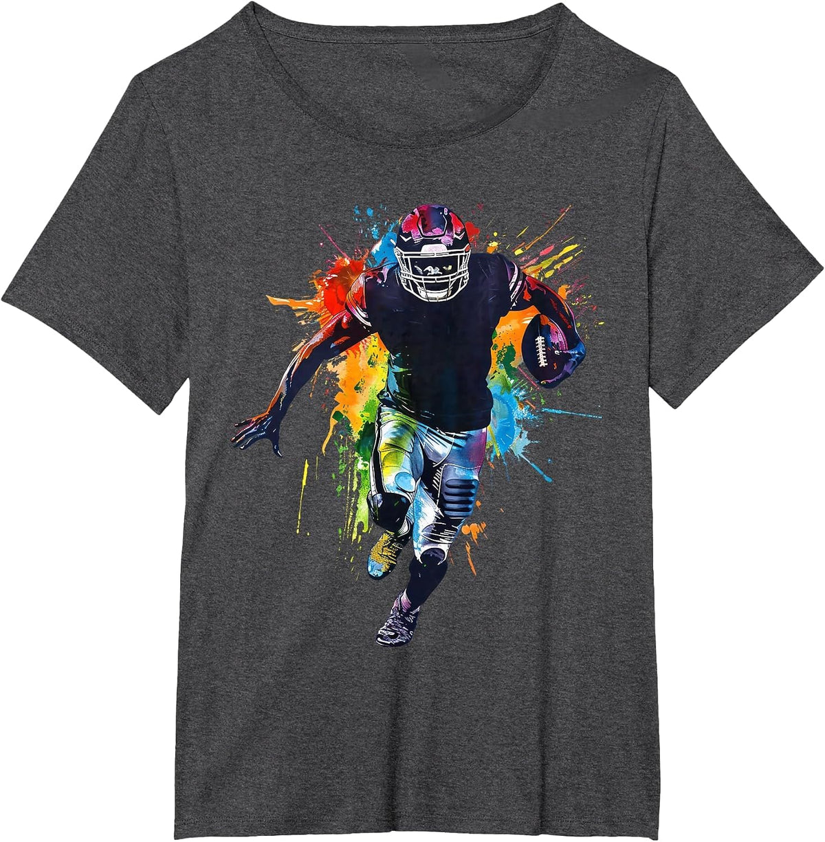American Football Player Colorful Graphic T-Shirt - Dark Heather Grey