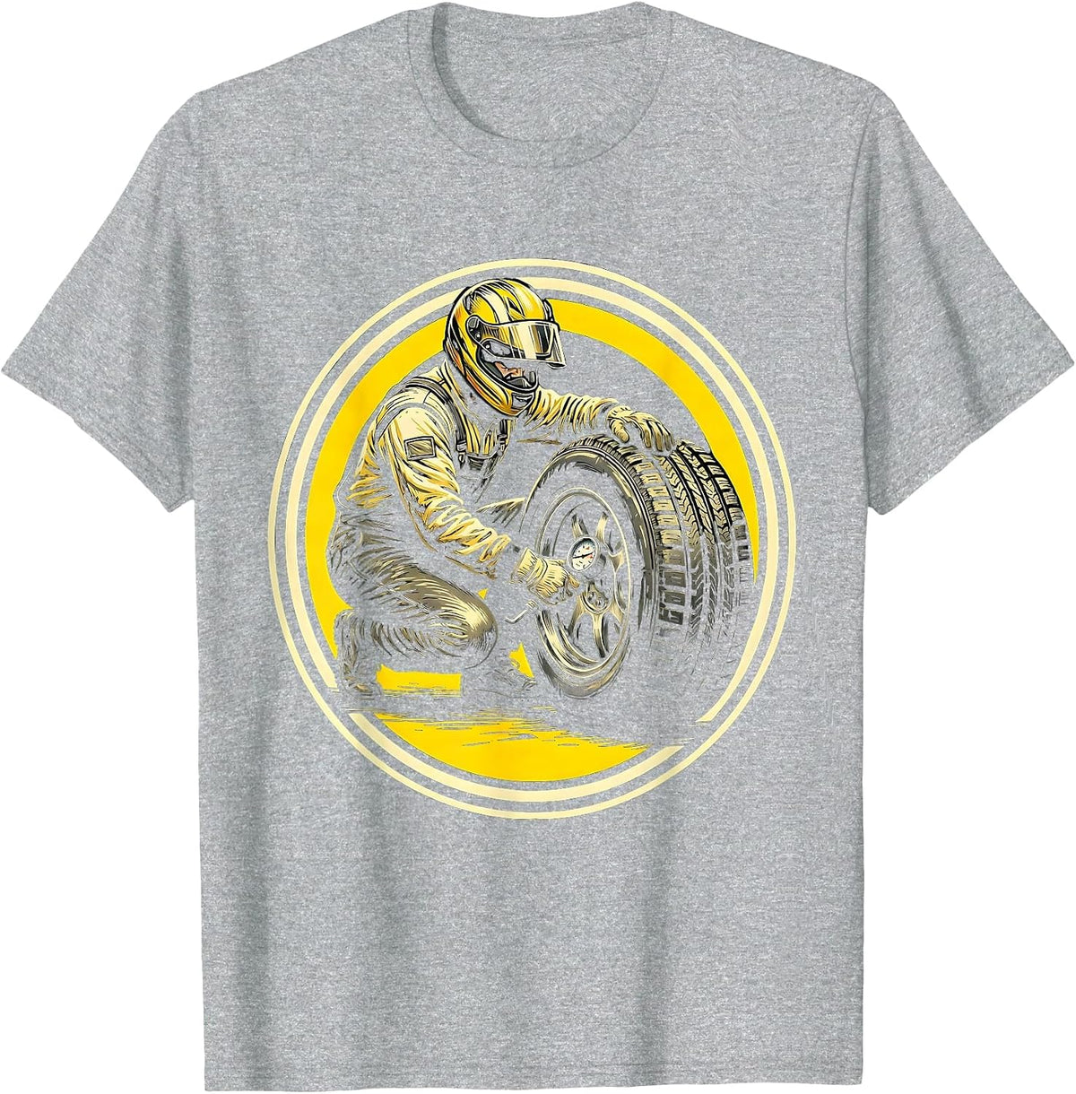 Men's Pit Crew Mechanic Tire Pressure Check Graphic T-Shirt - Heather Grey