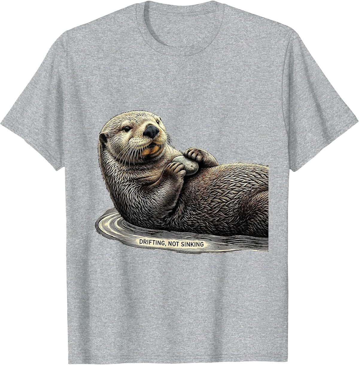 Men's Drifting Not Sinking Funny Sea Otter Lover Humor Gift T-Shirt - Heather Grey