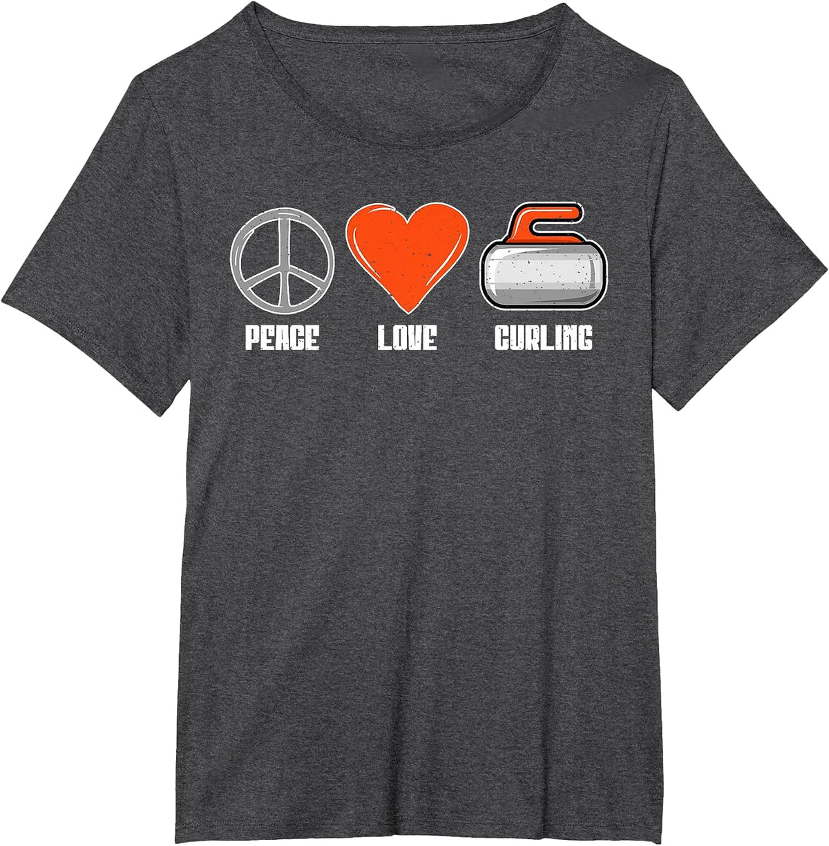 Peace Love Curling T-Shirt - Dark Heather Grey