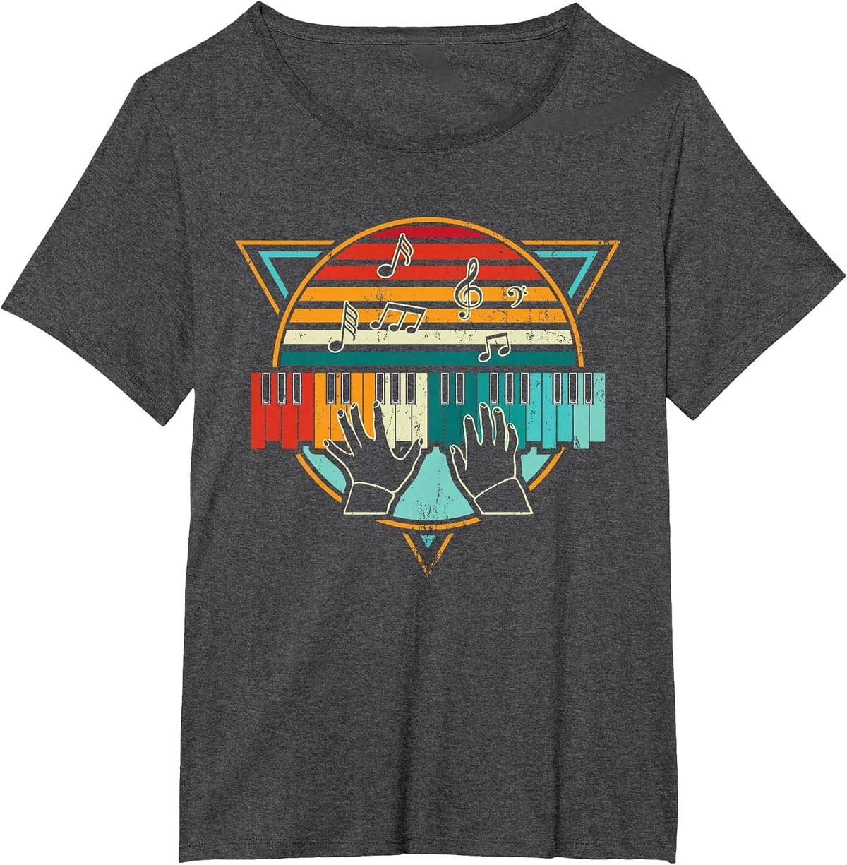 Retro Piano Keyboard T-Shirt - Dark Heather Grey