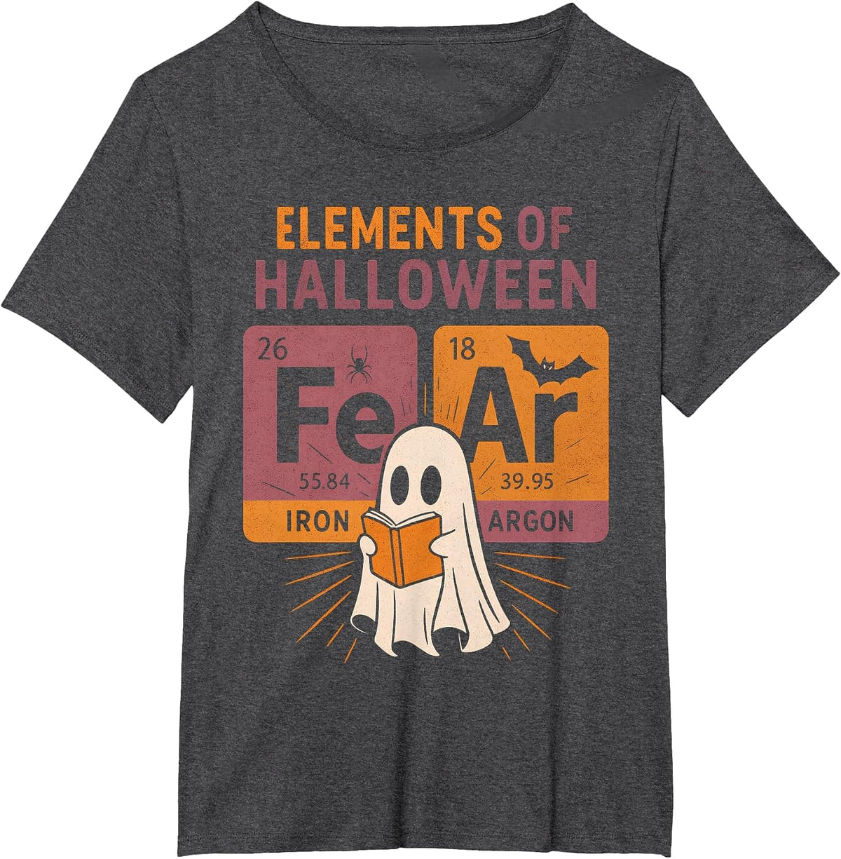 Elements of Halloween Funny Periodic Table Ghost Chemistry T-Shirt - Dark Heather Grey