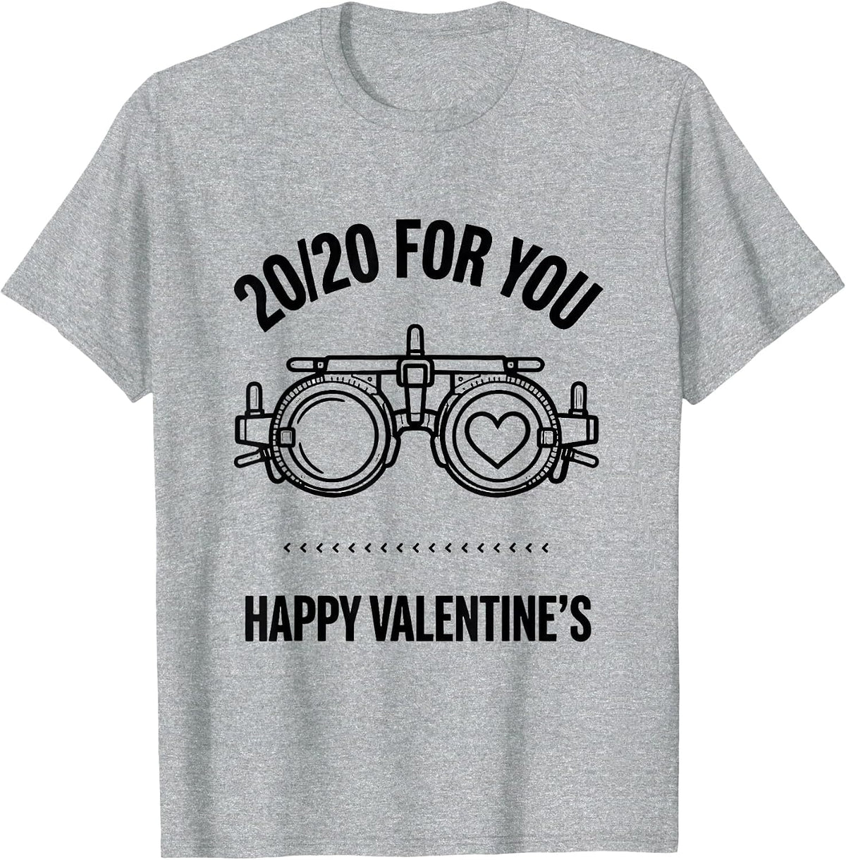 Men's 20/20 For You Happy Valentine's Optometrist Eye-Care Humor T-Shirt - Heather Grey