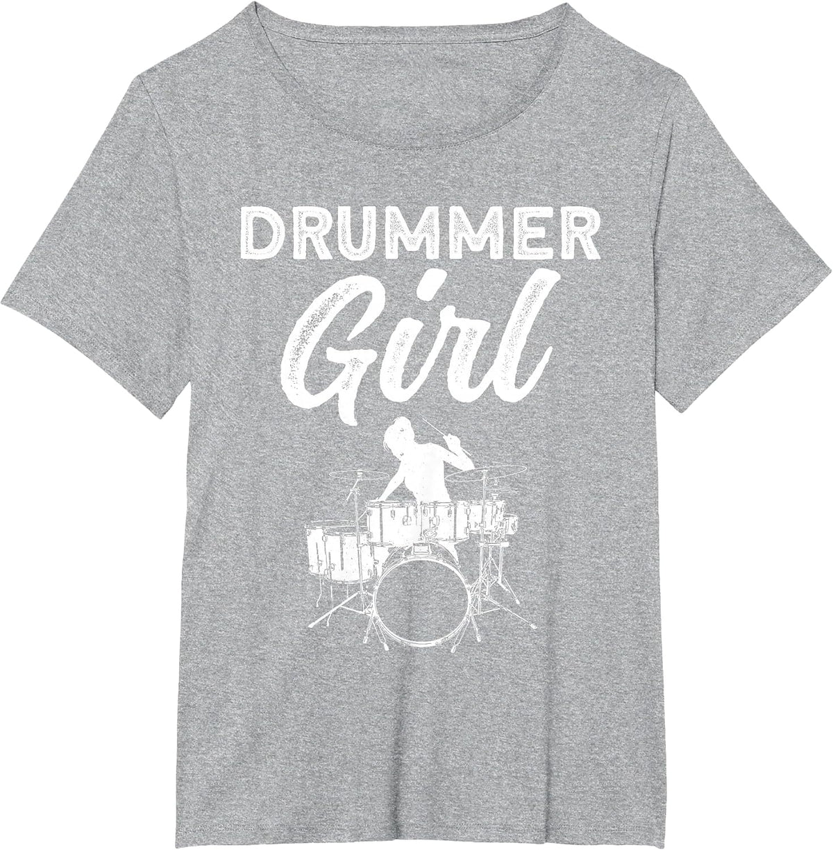Funny Drummer Design for Girls Women Kids Drumming Lover T-Shirt - Heather Grey