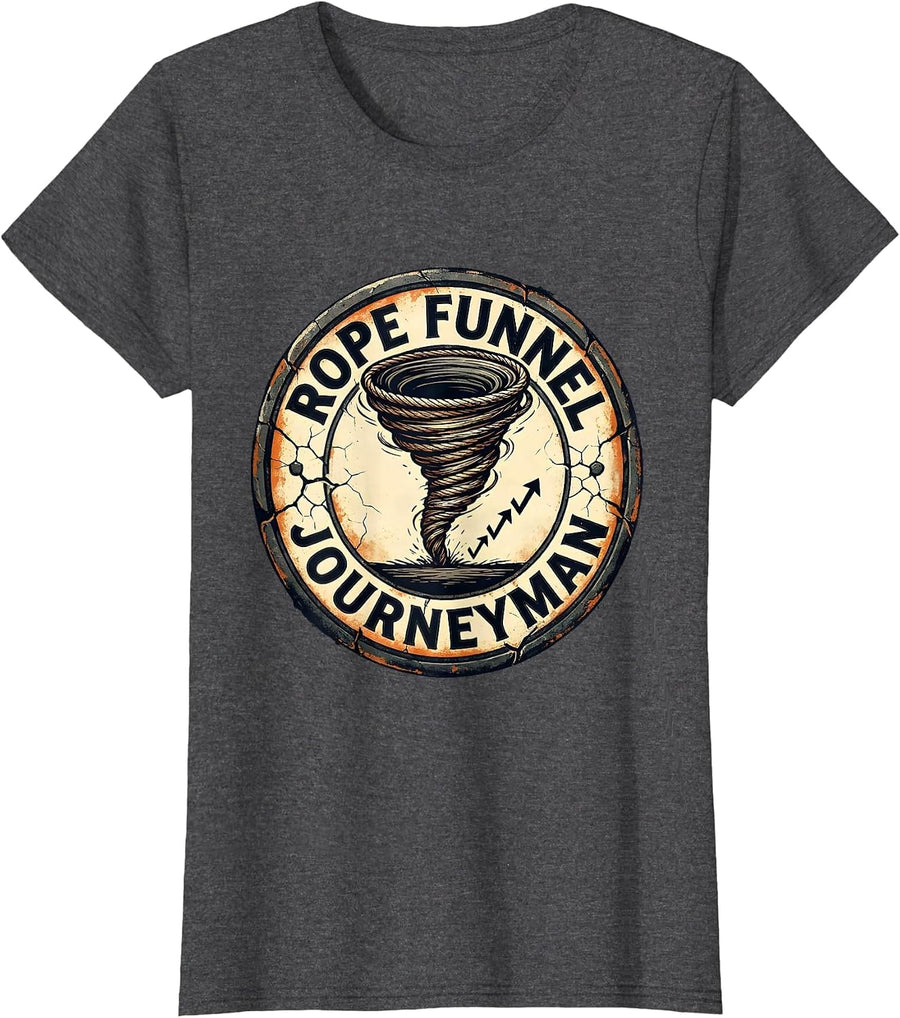 Women's Rope Funnel Journeyman Distressed Storm Chaser Tornado T-Shirt - Dark Heather Grey
