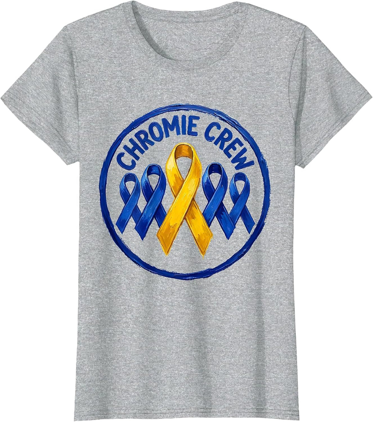 Chromie Crew Bold Hand-Painted Down Syndrome Awareness T-Shirt - Heather Grey