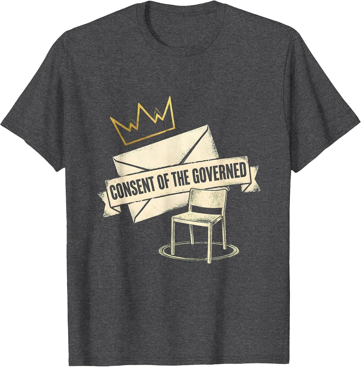 Consent Of The Governed Rubber Stamp Political Satire T-Shirt - Dark Heather Grey