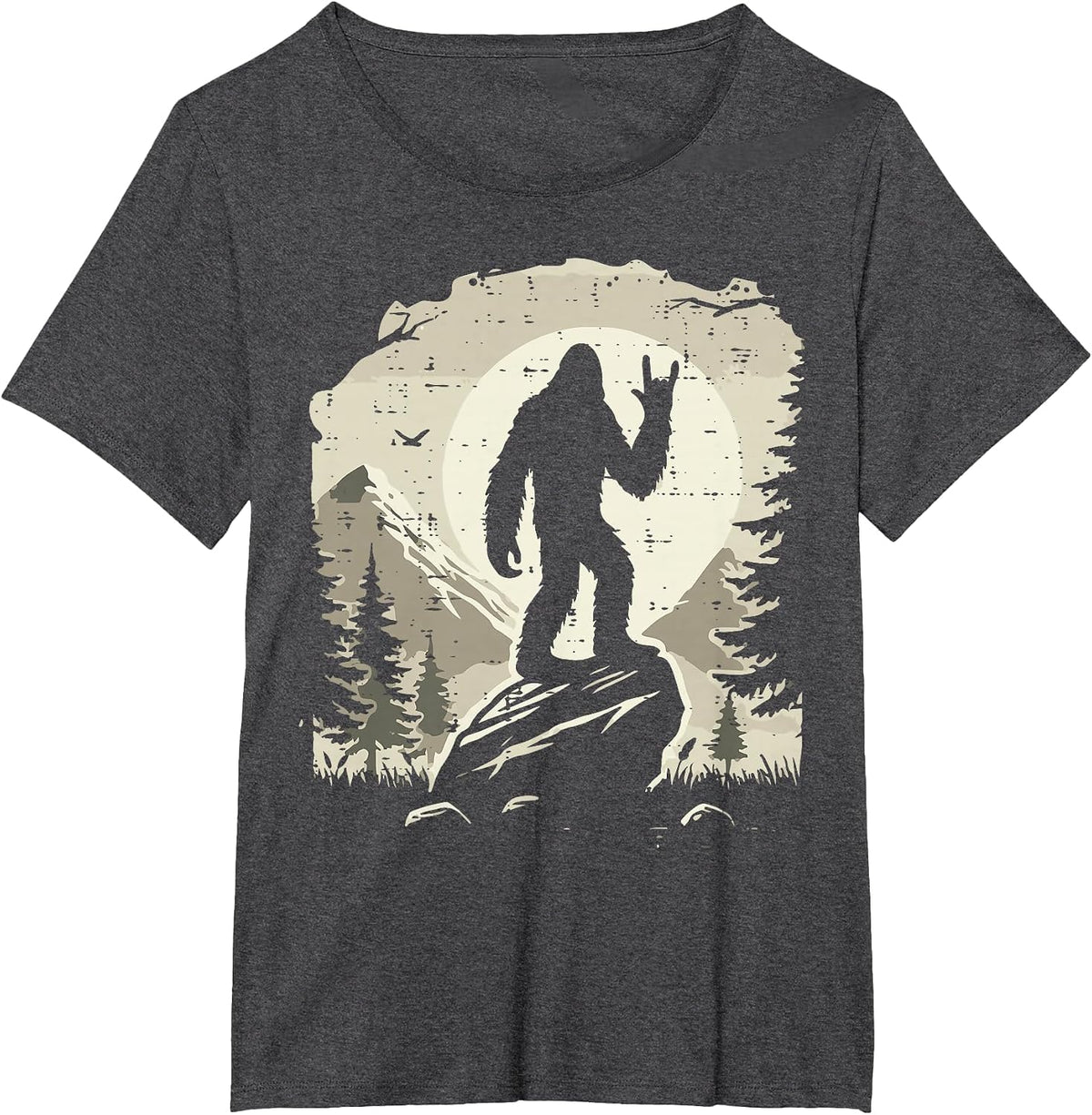 Sasquatch Rock Hand Moon Bigfoot Rocker Punk Men Boys Kids T-Shirt - Dark Heather Grey