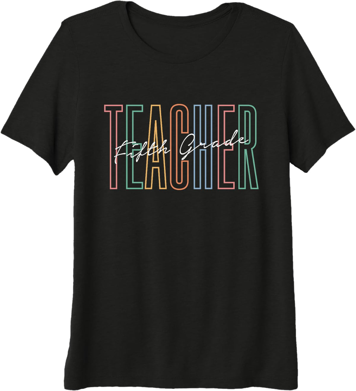 5th Grade Teacher Modern Retro Script Minimalist Squad Premium Tri-Blend T-Shirt - Black