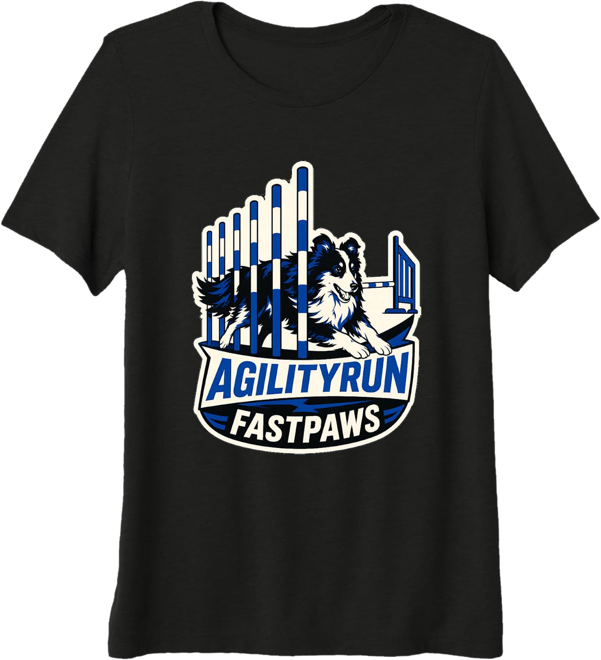 Sheltie Shetland Sheepdog Agility Weave Dog Gift Premium Tri-Blend T-Shirt - Black
