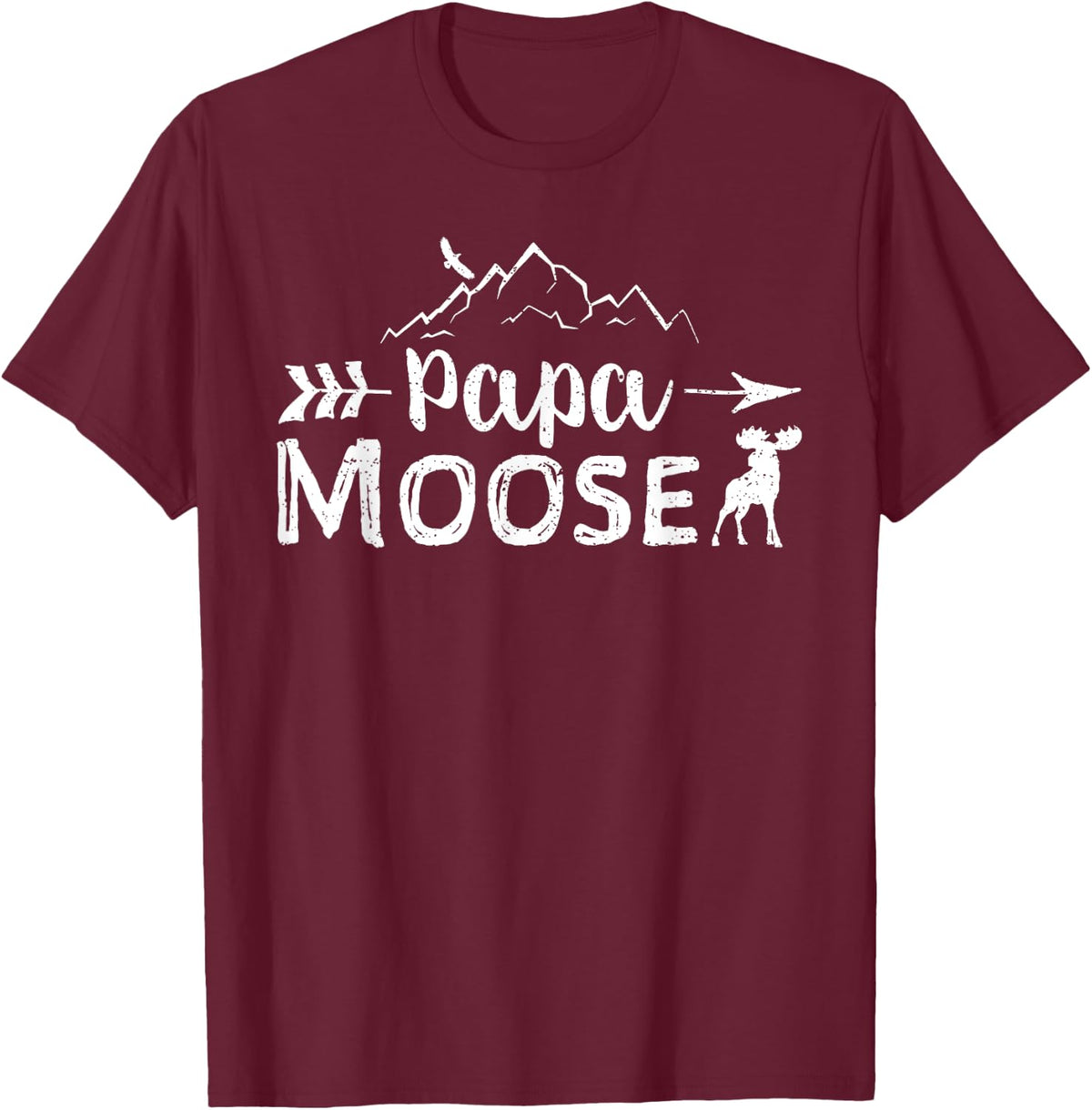 Papa Moose Shirt Matching Family Mama Papa Moose Camping T-Shirt - Burgundy