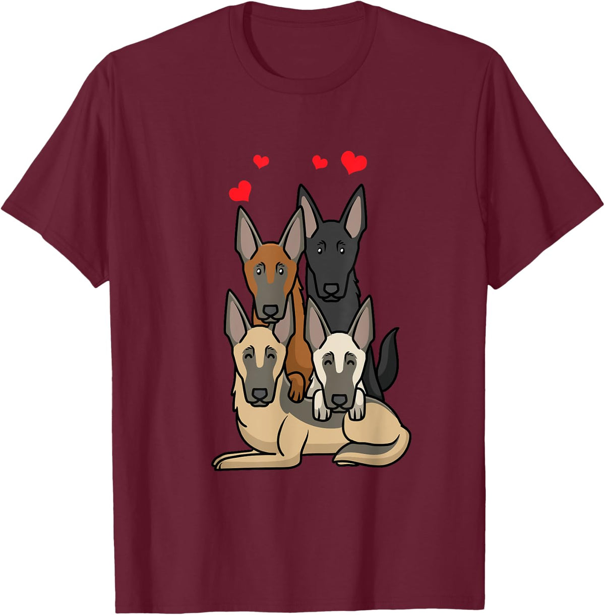 Malinois Belgian Shepherd Dog Men Women Girls Kids T-Shirt - Burgundy