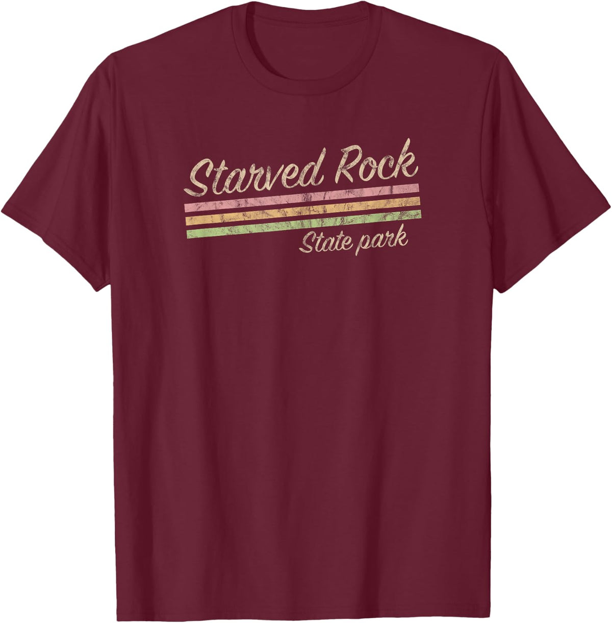 Starved Rock State Park Retro T-Shirt - Burgundy