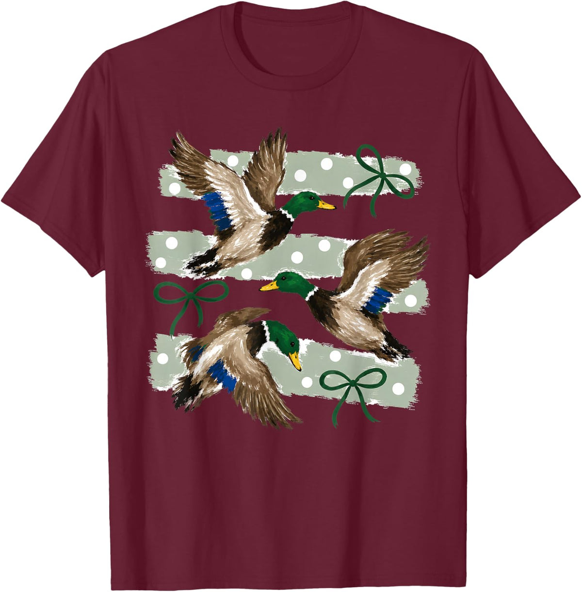 Camo Mom Mallard Duck Camouflage Hunting Camo Bow Girls T-Shirt - Burgundy