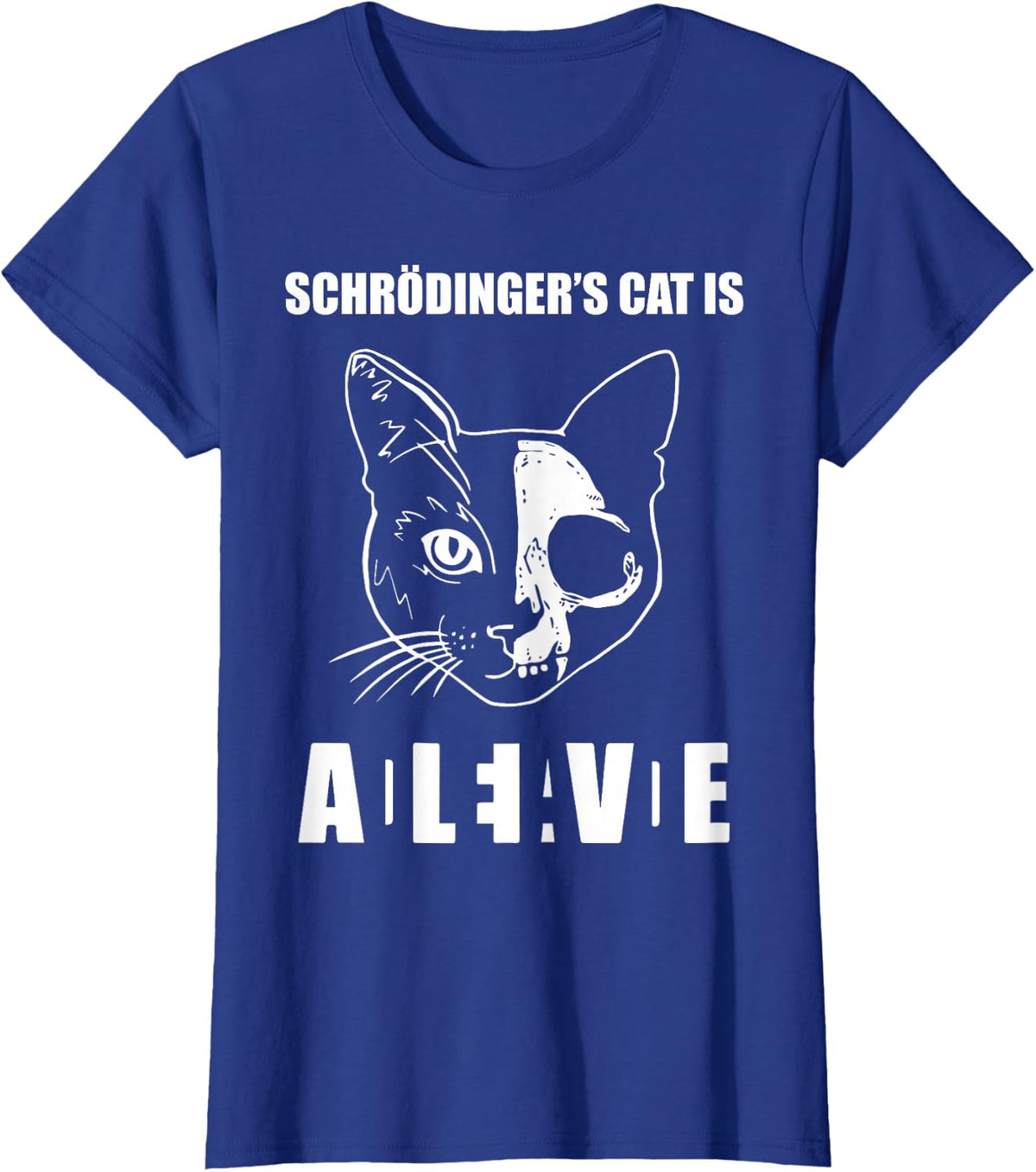 Schrödinger's Cat Dead & Alive Science T-Shirt - Royal Blue