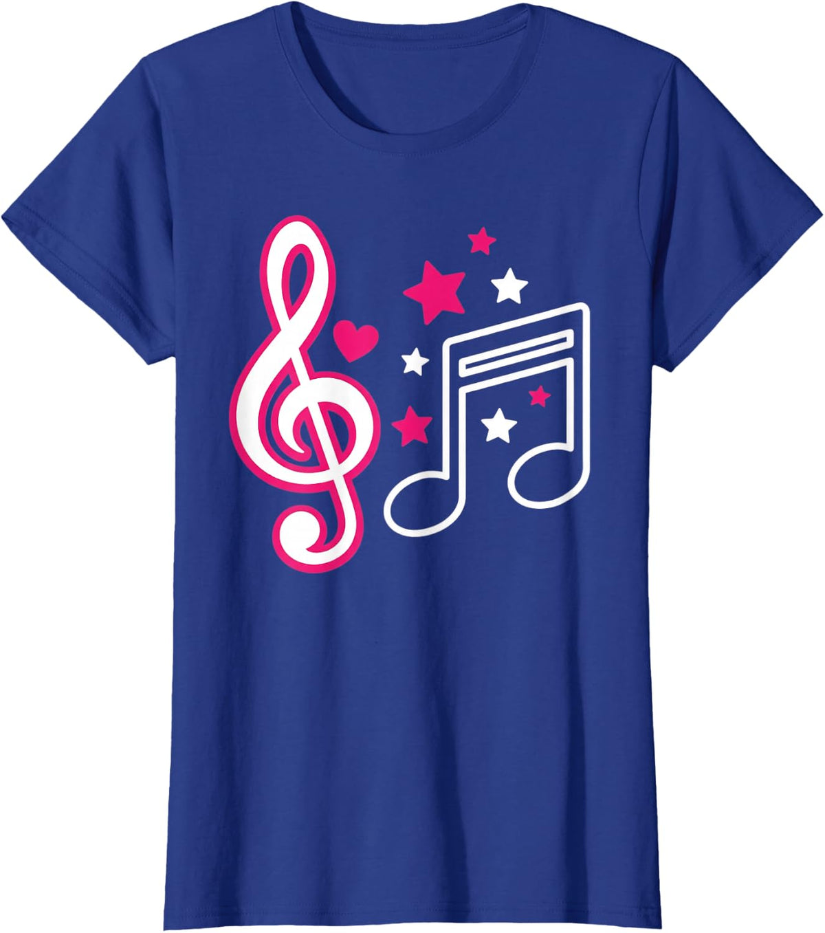 Music Notes Treble Clef Stars T-Shirt - Royal Blue