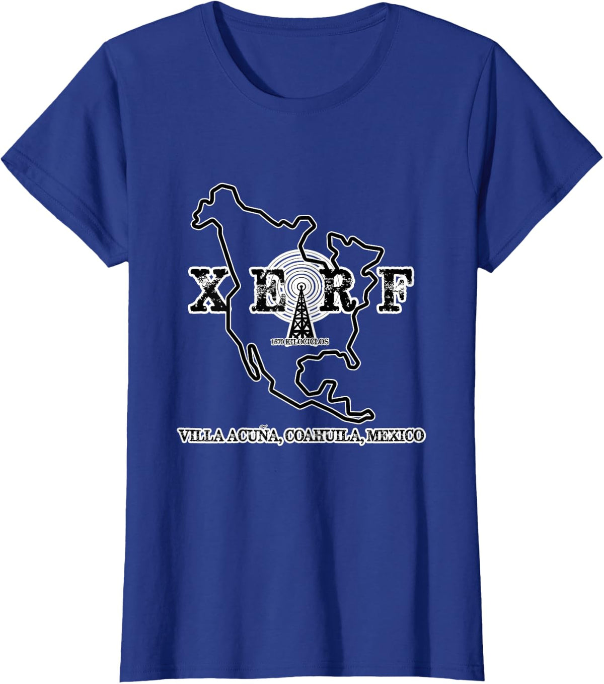 XERF Mexican Border Blasters Pirate Radio Station T-Shirt T-Shirt - Royal Blue