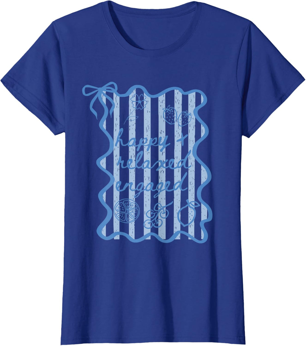 Happy Relaxed Engaged Behavior Analyst RBT ABA Therapy Bow T-Shirt - Royal Blue