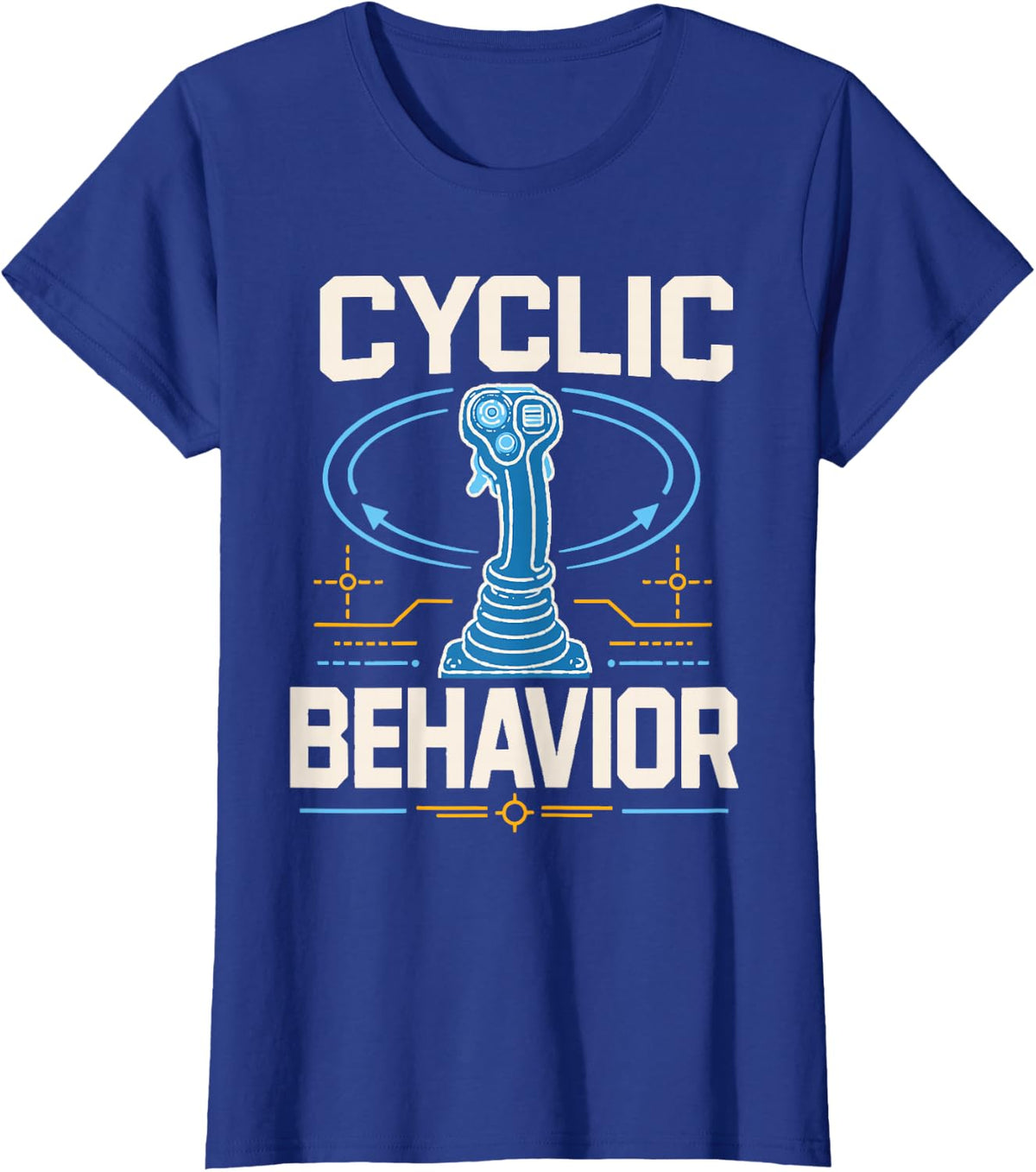 Cyclic Behavior Helicopter Pilot Flight Controls T-Shirt - Royal Blue