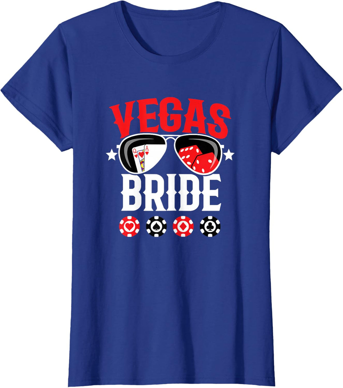 Vegas Wedding Bride Shirts - Married in Vegas Bride Squad Tees T-Shirts for Women Bachelorette Party - Royal Blue