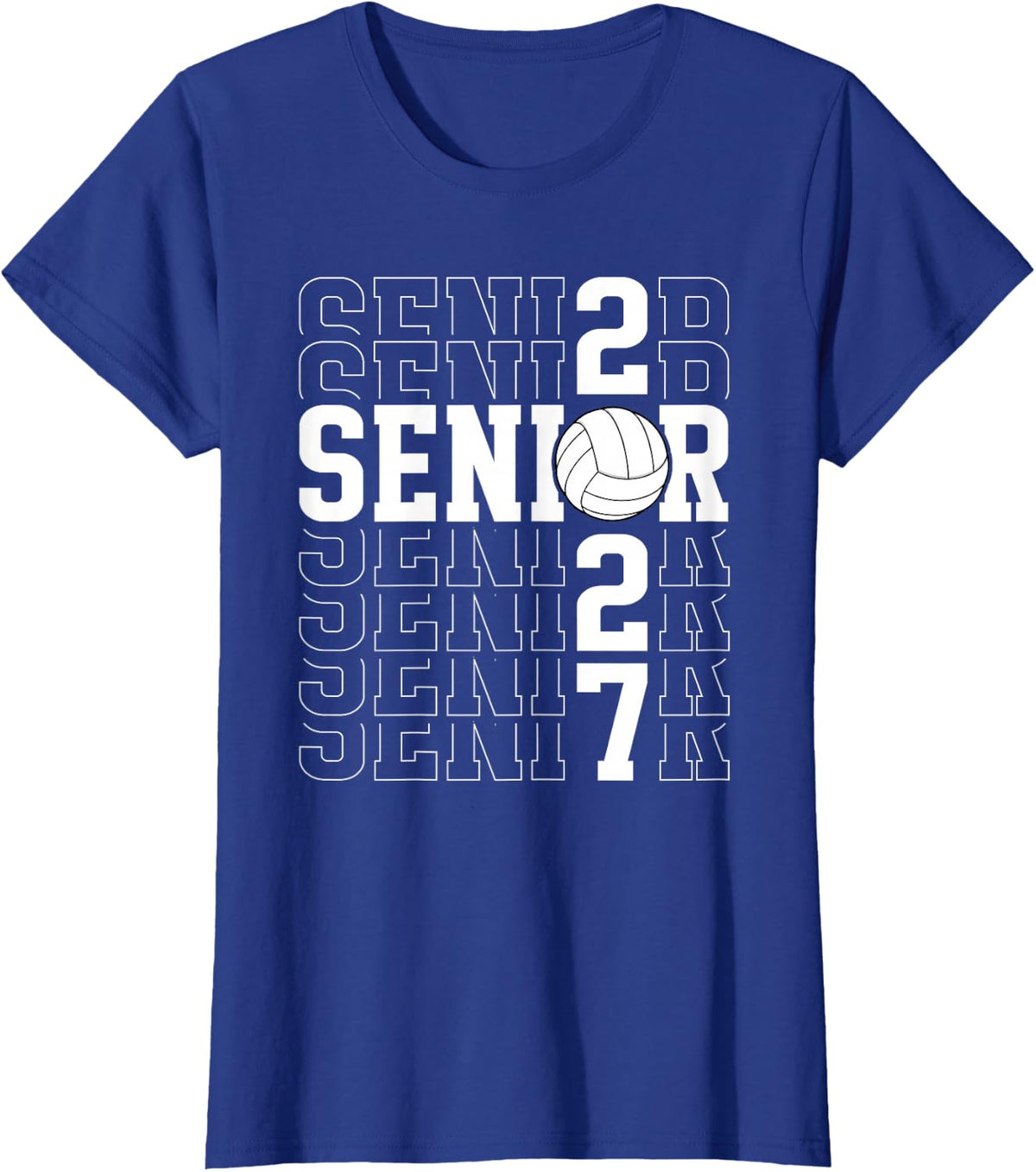 Volleyball Senior 2027 Graduation Senior Volleyball Player T-Shirt - Royal Blue