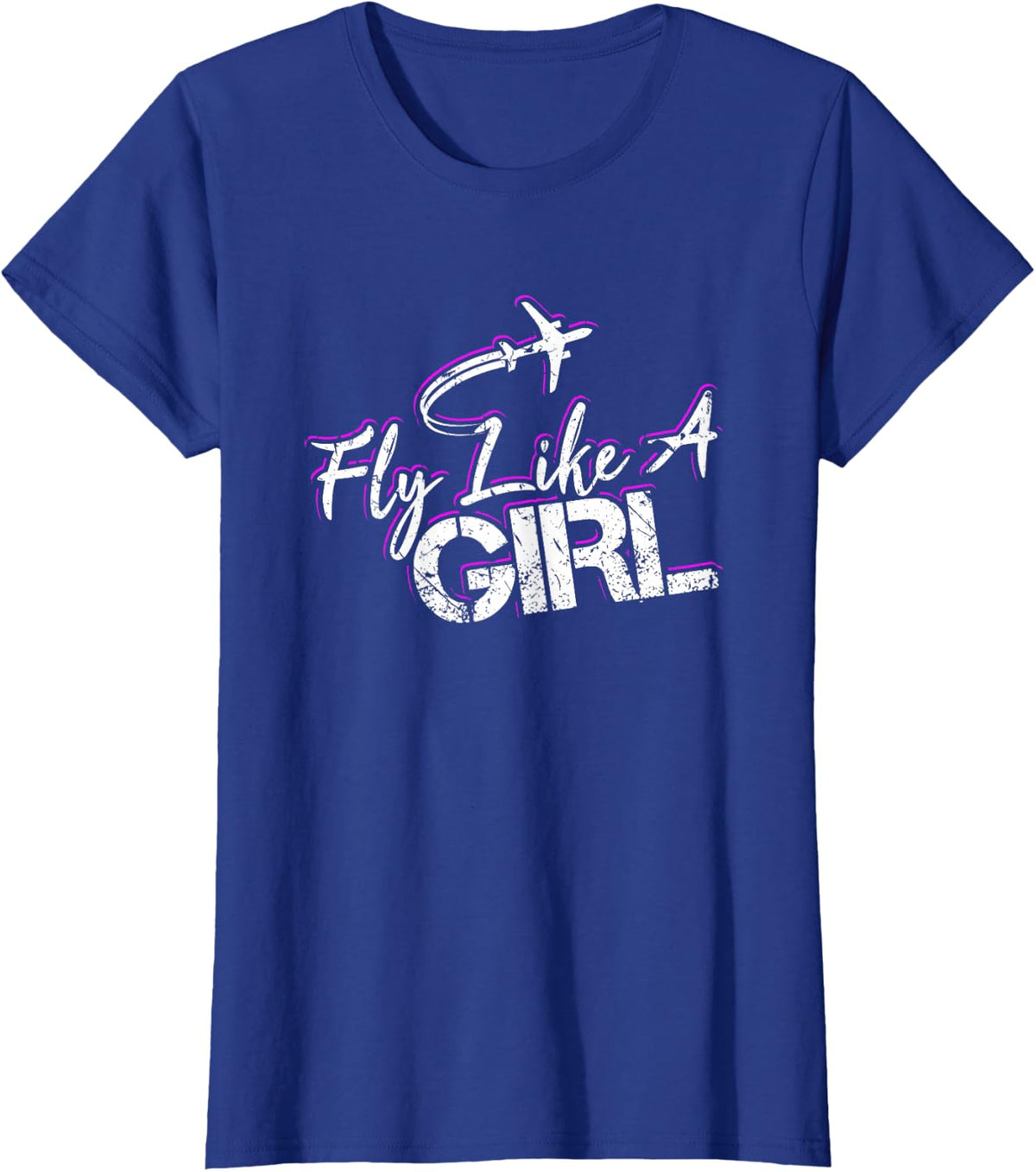 Fly Like A Girl Female Pilot Women Flying Girl T-Shirt - Royal Blue