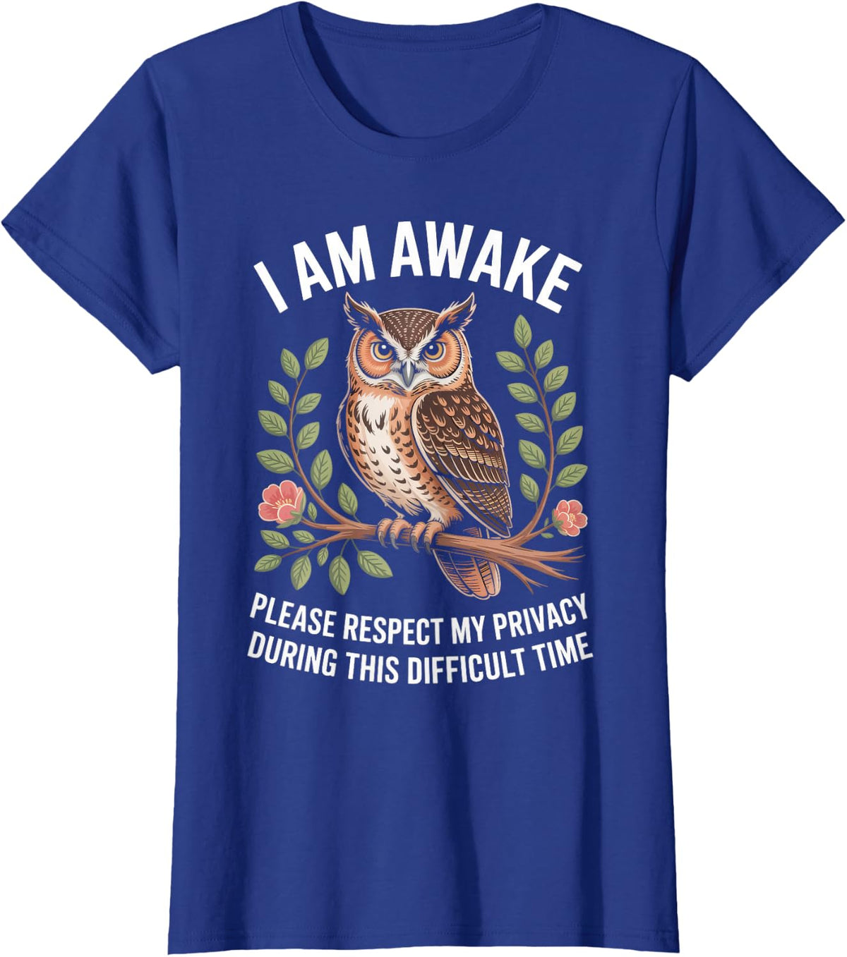 I Am Awake Owl Please Respect Privacy During Difficult Time T-Shirt - Royal Blue