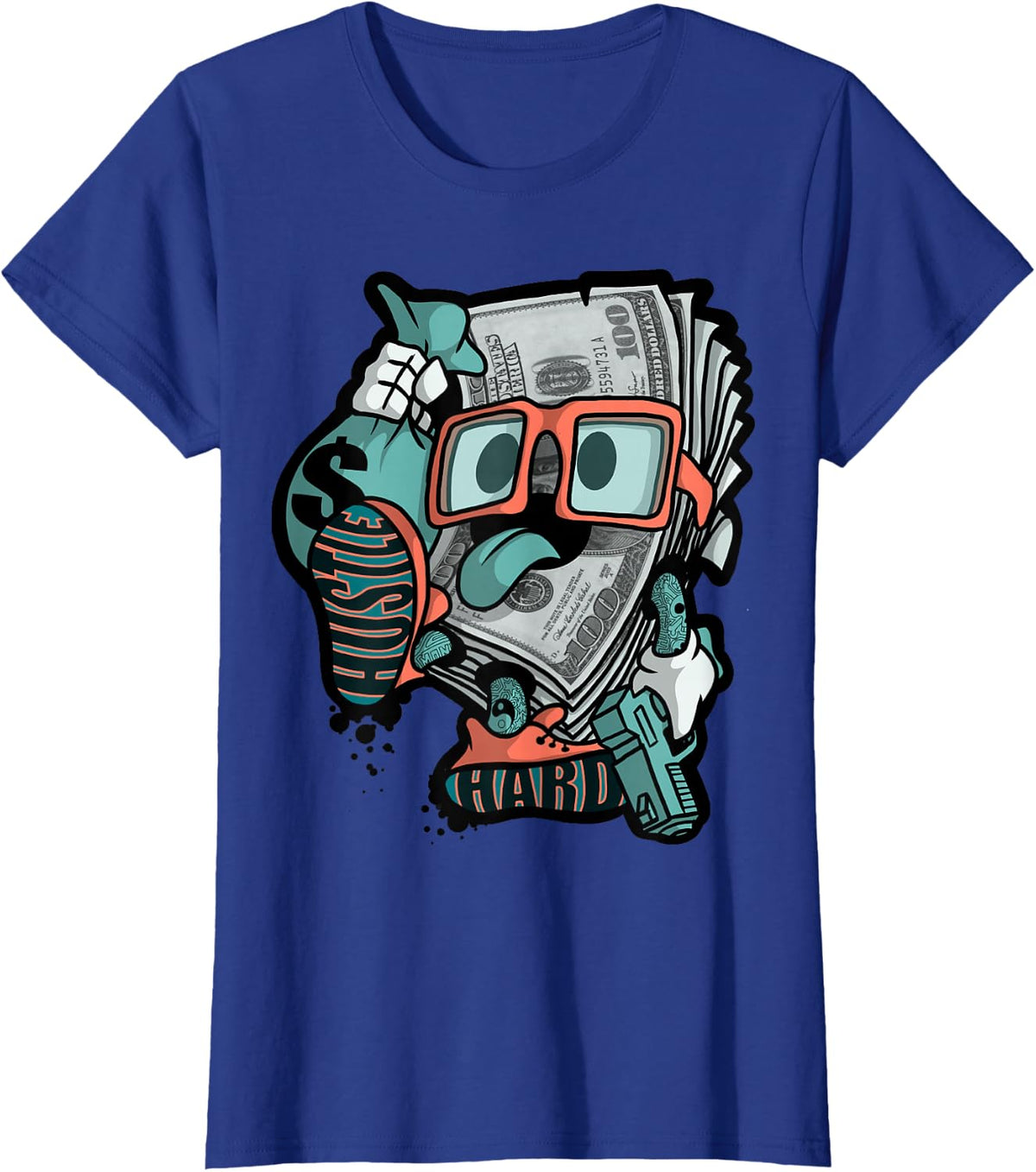 Hustle Hard Hip Hop T-Shirt - Royal Blue