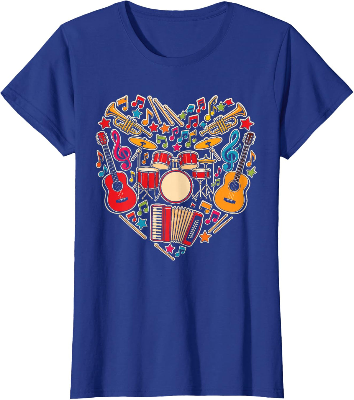 Music Teacher Instrument Heart Elementary School Art Gift T-Shirt - Royal Blue