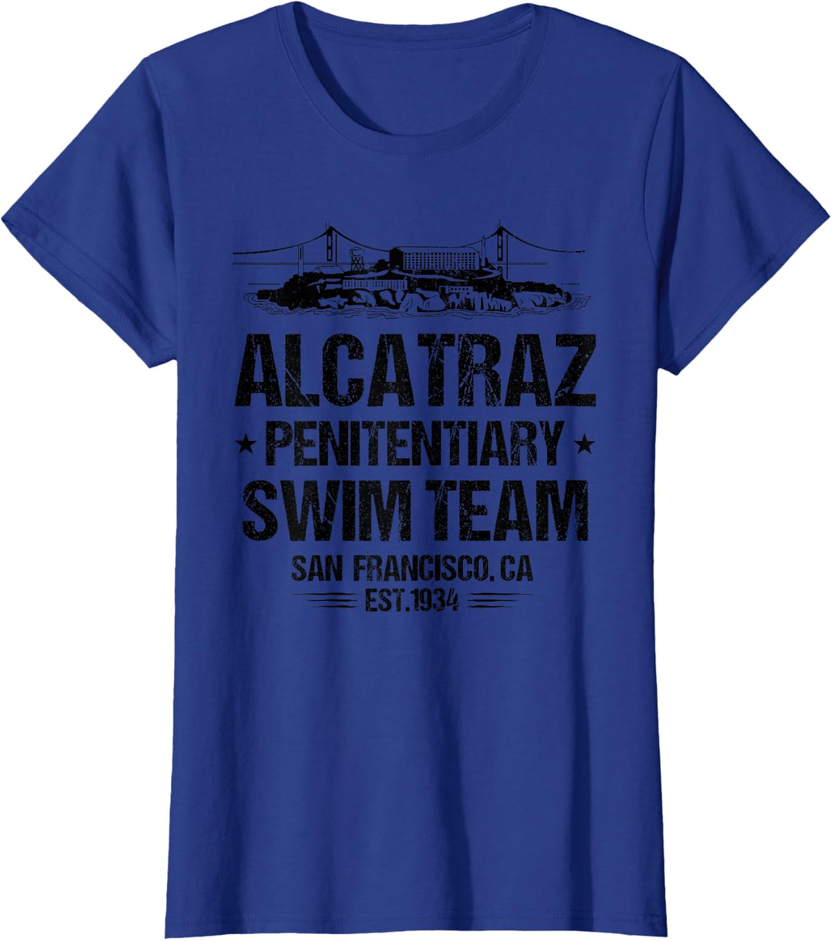 Alcatraz Penitentiary Swimming Team T-Shirt - Royal Blue
