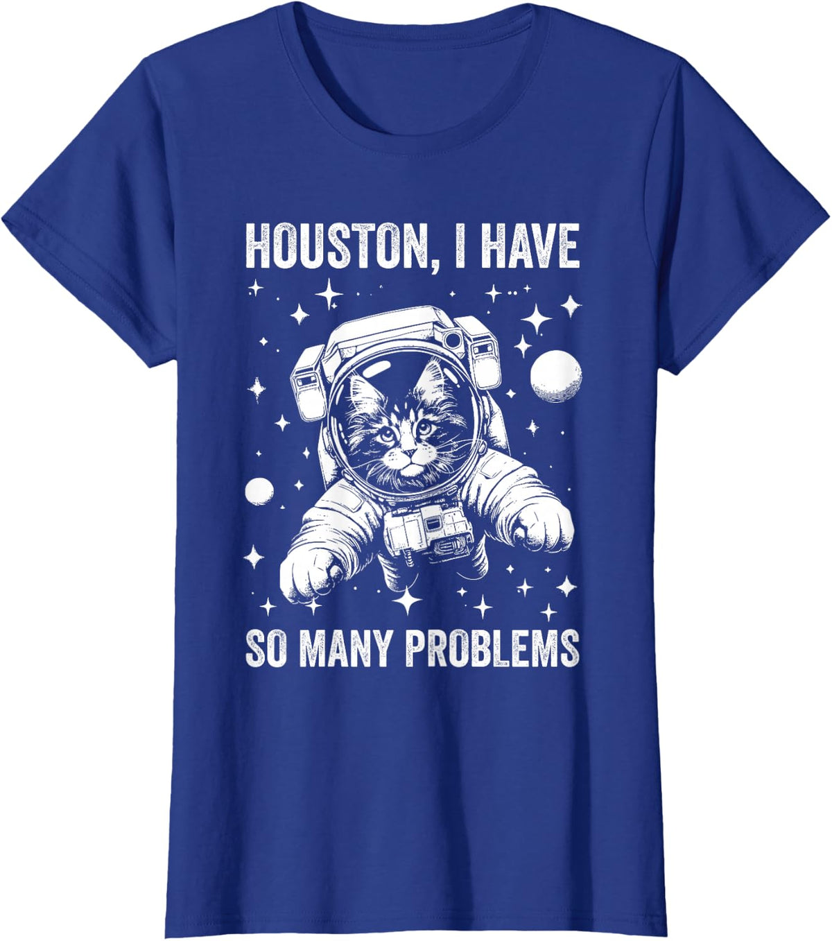 Cat Dad Mom Space - Houston Problem Maine Coon T-Shirt - Royal Blue