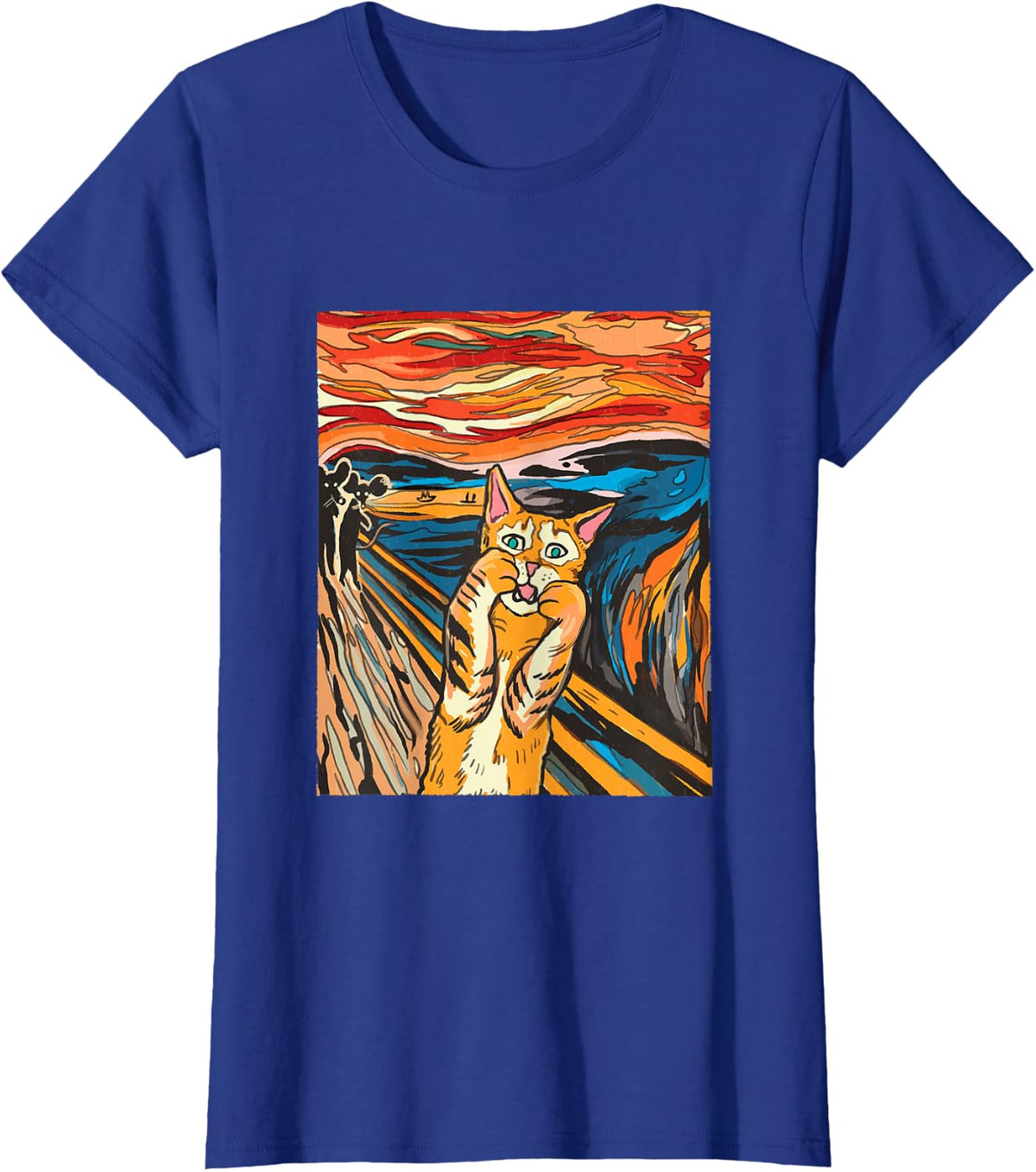 Scream Cat - Funny Famous Art - Funny Gift T-Shirt - Royal Blue