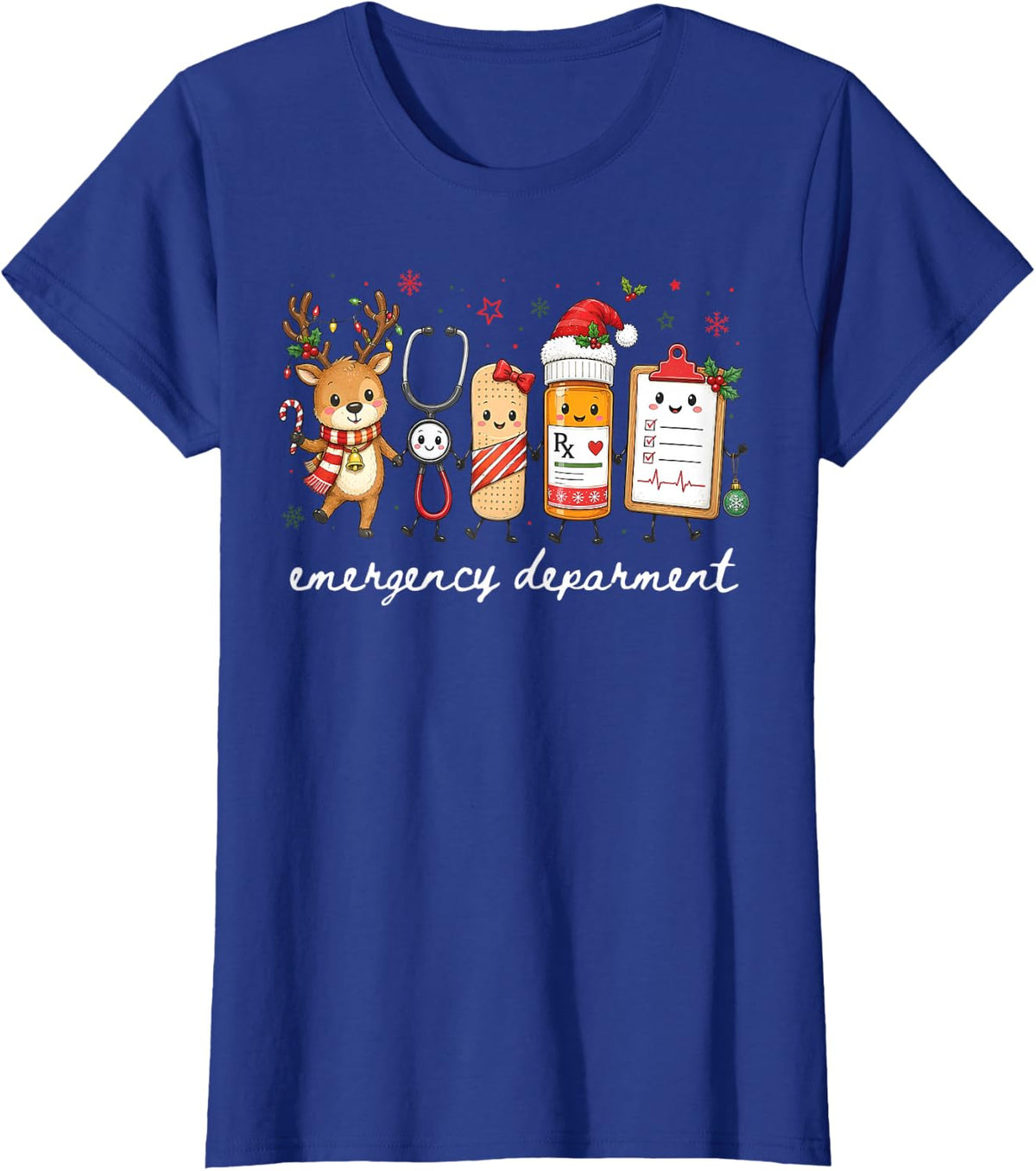 Emergency Room ER RN Nurse Christmas Emergency Department T-Shirt - Royal Blue