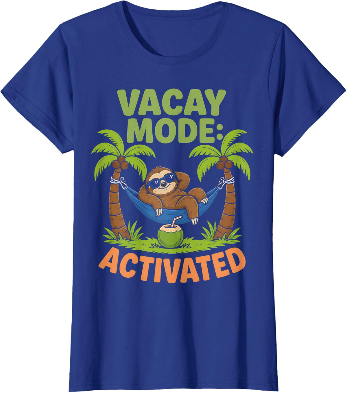 Vacay Mode Activated Sloth Hammock Funny Beach Summer T-Shirt - Royal Blue