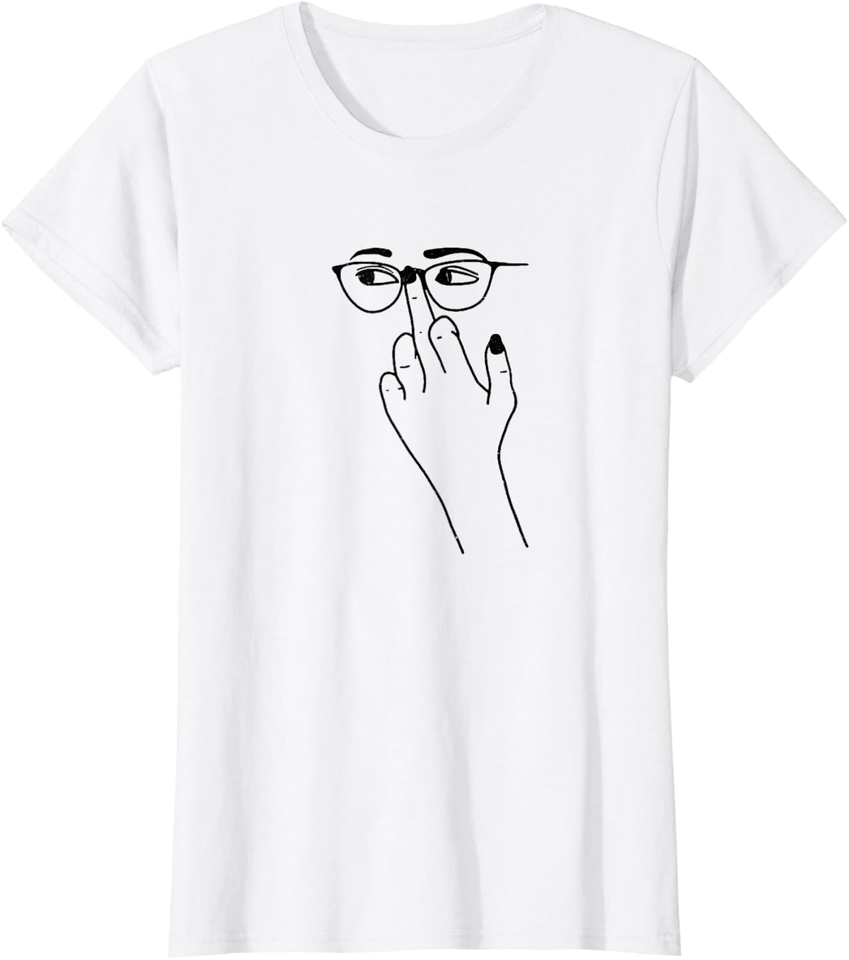 Funny Middle Finger with Glasses T-Shirt - White