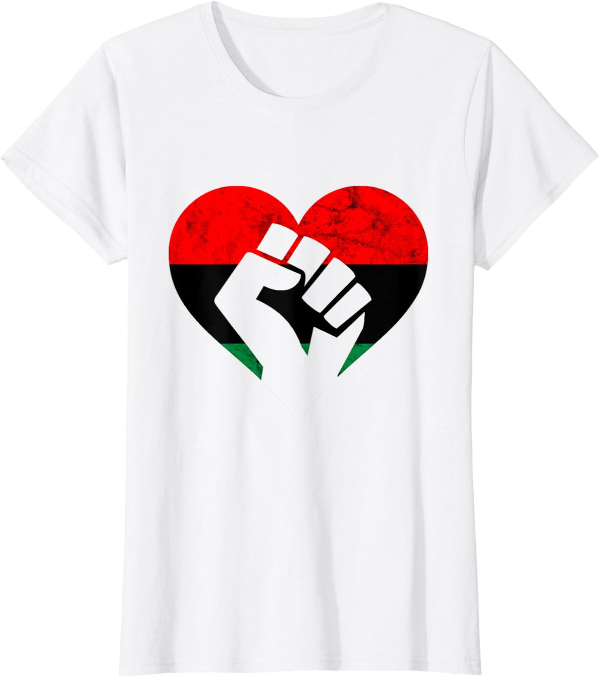 Pan African UNIA Flag Heart Black Liberation Flag Juneteenth T-Shirt - White