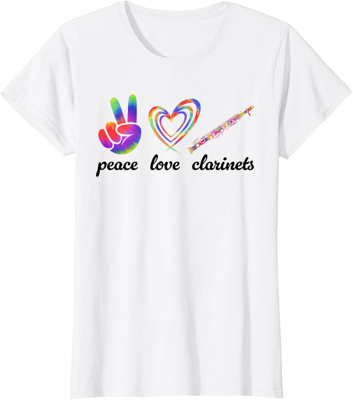 Peace Love Clarinets Funny Clarinet Lover, Player T-Shirt - White