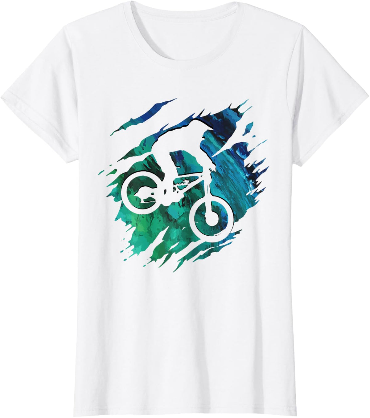 Mountain Bike Tee Shirt Downhill MTB T-Shirt Biking Gift T-Shirt - White
