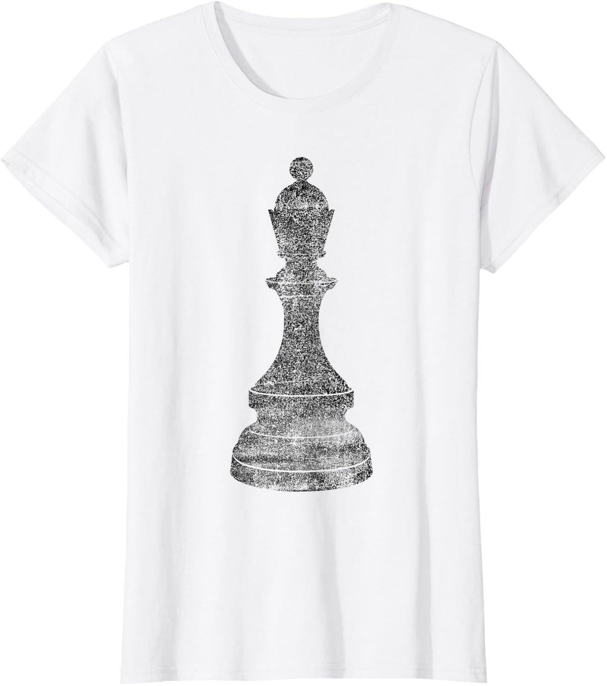 Distressed vintage Chess piece black Queen chess player game T-Shirt - White