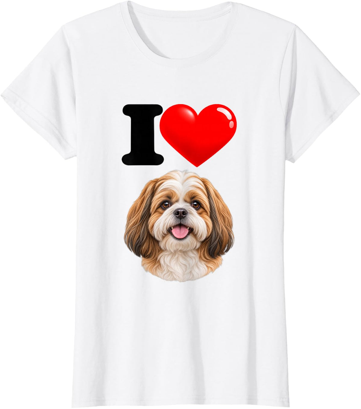 I Love Shih Tzu Cute Dog Mom Dad T-Shirt - White